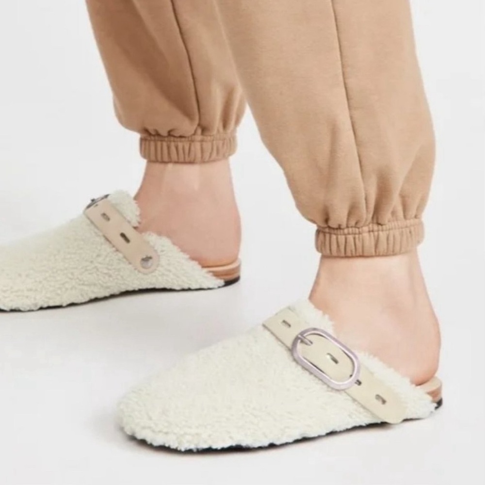Rag & Bone Ansley Genuine Shearling White Slip On Mule Size 39/US 9